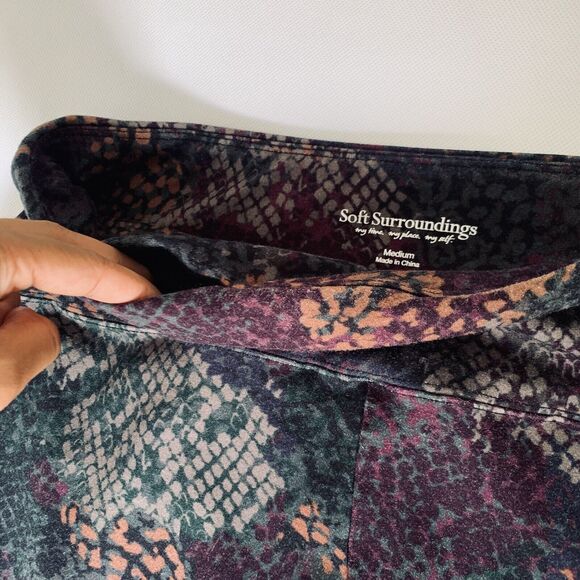 Soft Surroundings Legging Women M Purple Green Animal Print Pull On Boho Lounge - Picture 6 of 10